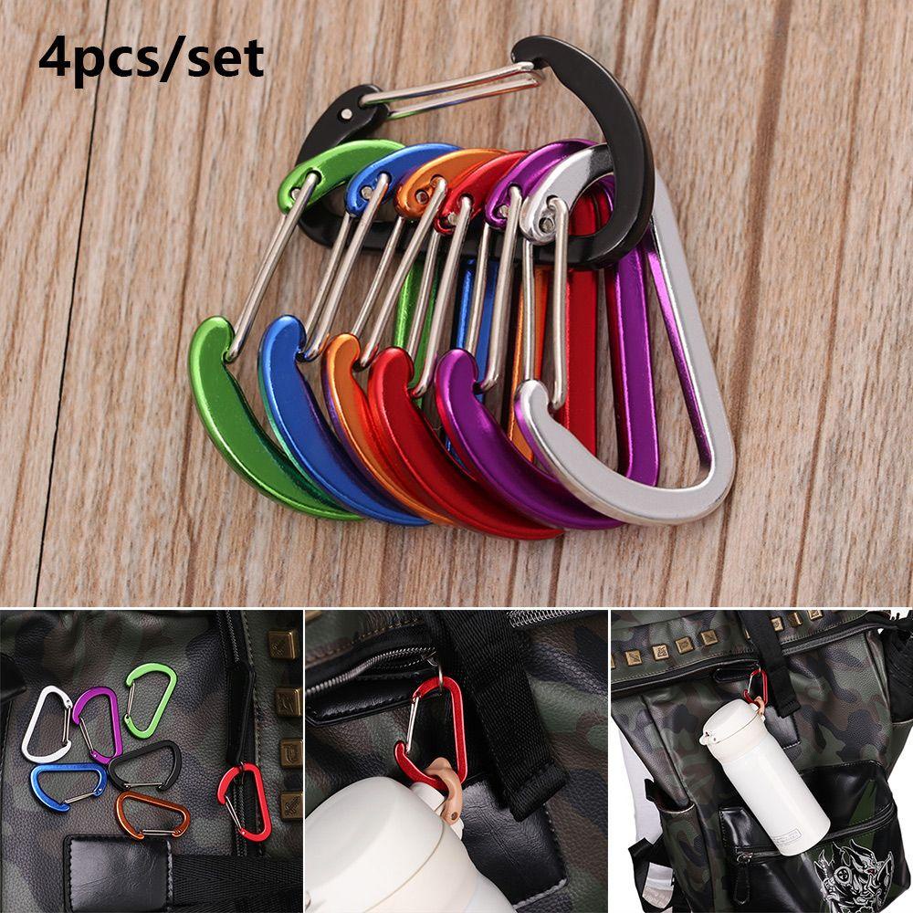 TOP 4pcs Gantungan Kunci Camping Outdoor Karabiner Aluminium Alloy Alat Pancing Carabiner