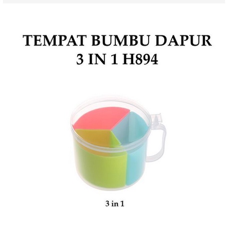 Tempat Bumbu Dapur 3 in 1 / Toples Dapur Serbaguna / Tempat Bumbu 3 Celah Multifungsi