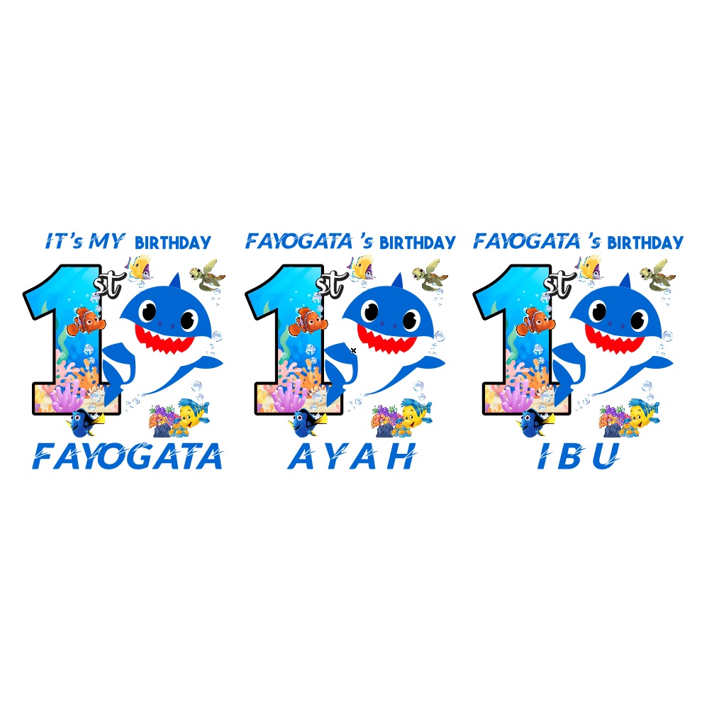 Baju Kaos Ulang Tahun Keluarga Baby Shark Reborn / Baju Kaos Keluarga / Kaos Ultah Baby Shark New CU