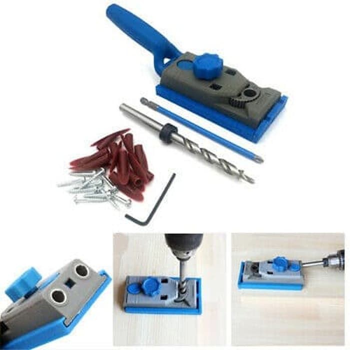 pocket hole jig dowel  drill guide mata bor sekrup doweling kayu craft