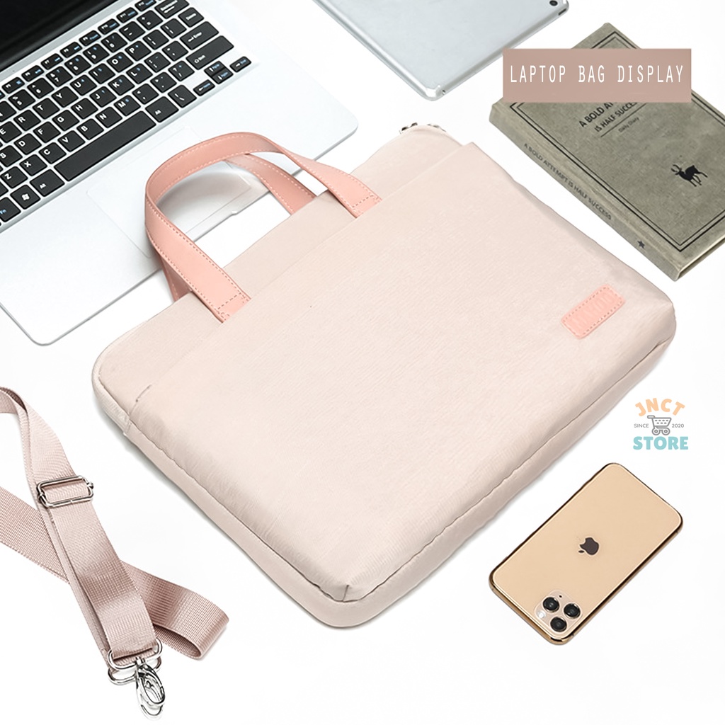 Tas Laptop Jinjing Besar Tebal Empuk Premium Korea S3E3 Tenteng Estetik Selempang Pink Vintage Promo