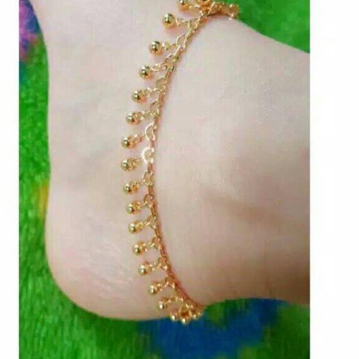 Terbaru.. gelang kaki jurai bola india 24k emas xuping
