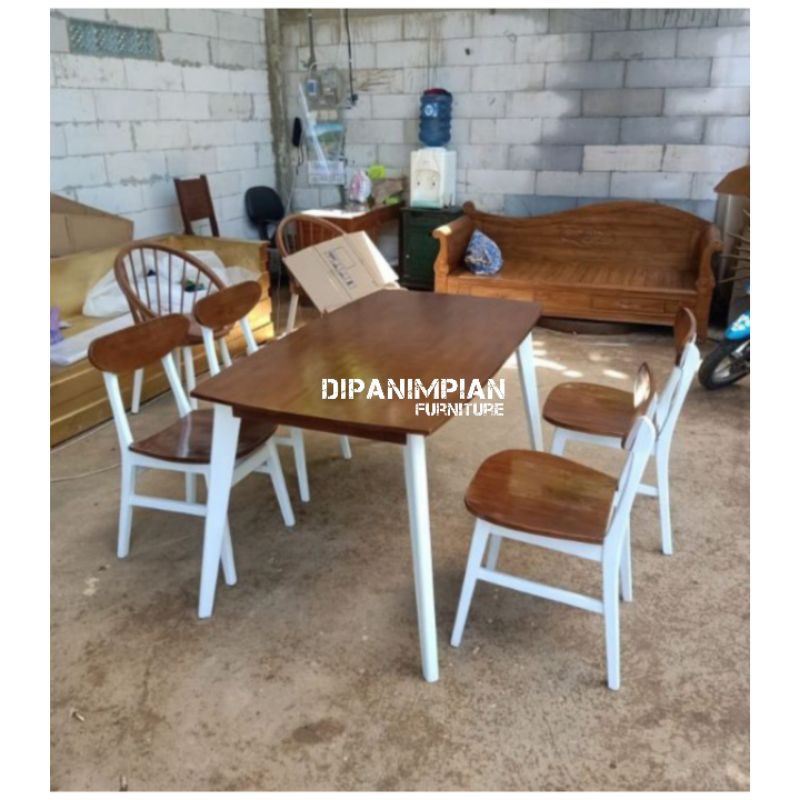 Meja makan minimalis - meja makan kayu jati minimalis - meja makan retro jati