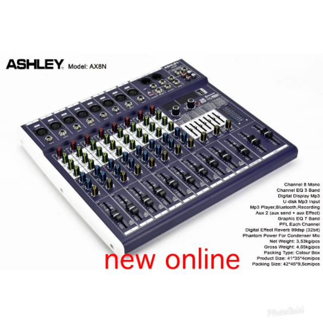 Mixer audio Ashley AX8N 8 channel original Ashley