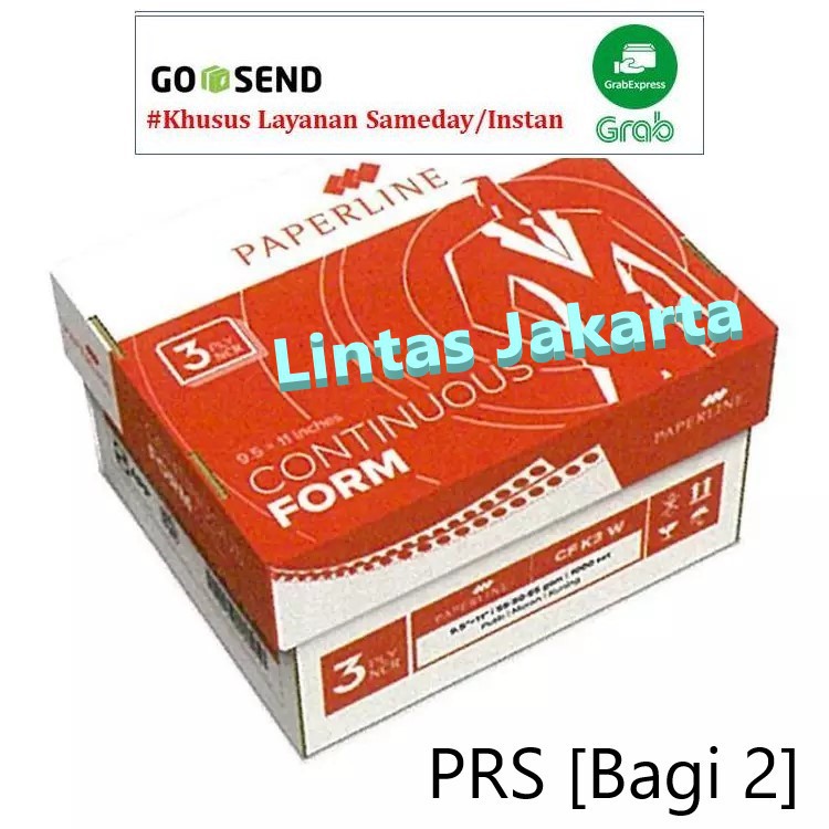 Continuous Form Ukuran 9,5 Inch x 11/2 Inch, 3 ply PRS (bagi 2) NCR Merk Paperline