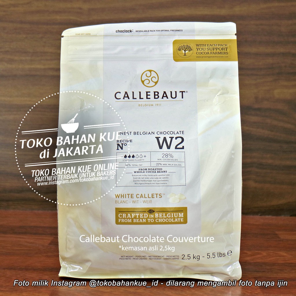 

Callebaut Finest Belgian Chocolate White Callets Putih w2 Coklat 2,5kg