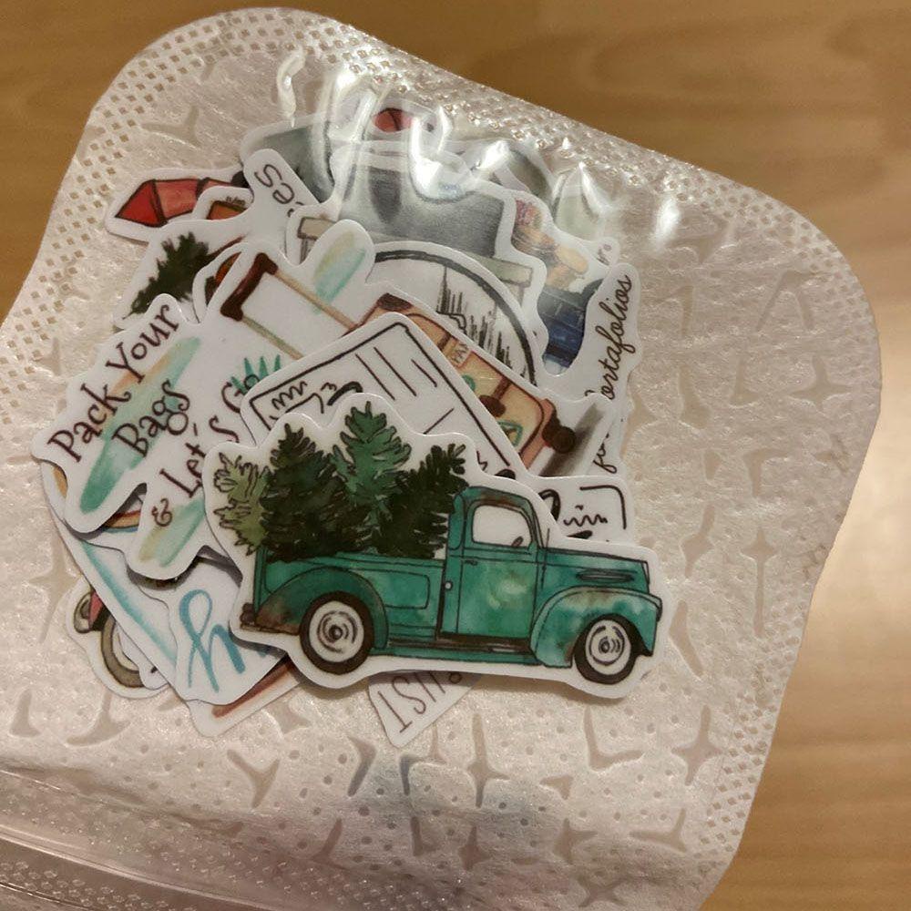 Preva 50pcs/set Stiker Vintage Tahan Air Untuk Koper Bagasi Gitar Laptop Dapat Diulang Tempel Dekorasi Rumah