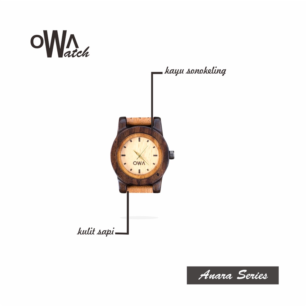 owa anara - jam tangan wanita - jam tangan kayu - jam kayu - jam tangan analog - jam tangan unik - k