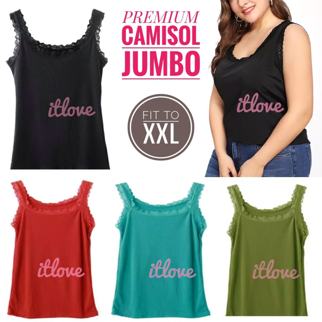 ITSHOPING - Camisol Renda Wanita Jumbo / Tanktop Renda Wanita Jumbo  / Singlet Renda Jumbo Soft