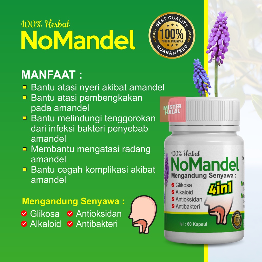 NOMANDEL Obat Amandel, Sakit Tenggorokan, Sulit Menelan, Suara Serak, Ampuh Anak Dewasa, Gondok Hypertiroid, Radang Amandel