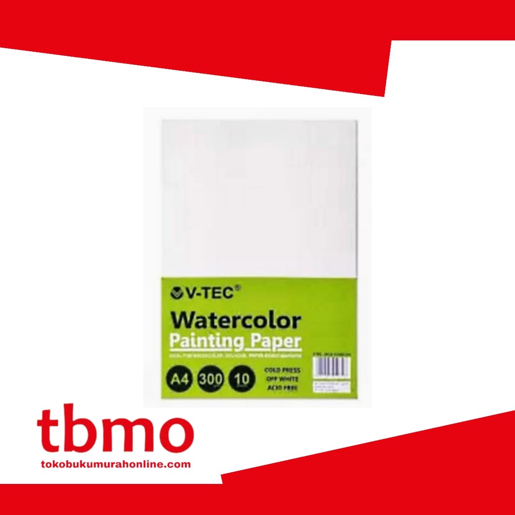 

TBMO WATER COLOUR PAINTING PAPER WCB 103002 10SHEETS/300GR UK.A4 V-TEC / KERTAS GAMBAR / KERTAS LUKIS
