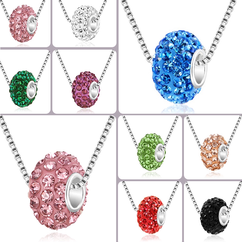 Kalung Stainless Crystal Bentuk Bola Diamond / Titanium Crystal Jewelry/ Perhiasan Wanita