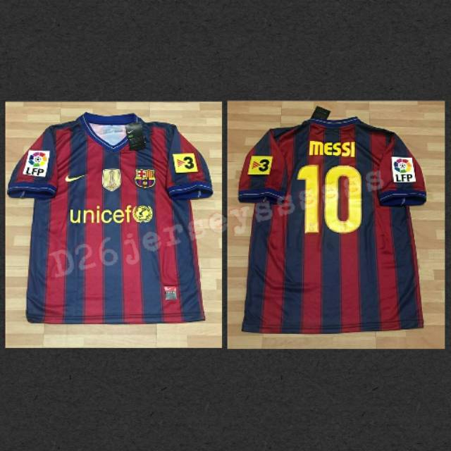 Jersey RETRO Barcelona Home 2009 / 2010 OFFICIAL + Cetak nama + Full Patch La liga RETRO + WCC 2009