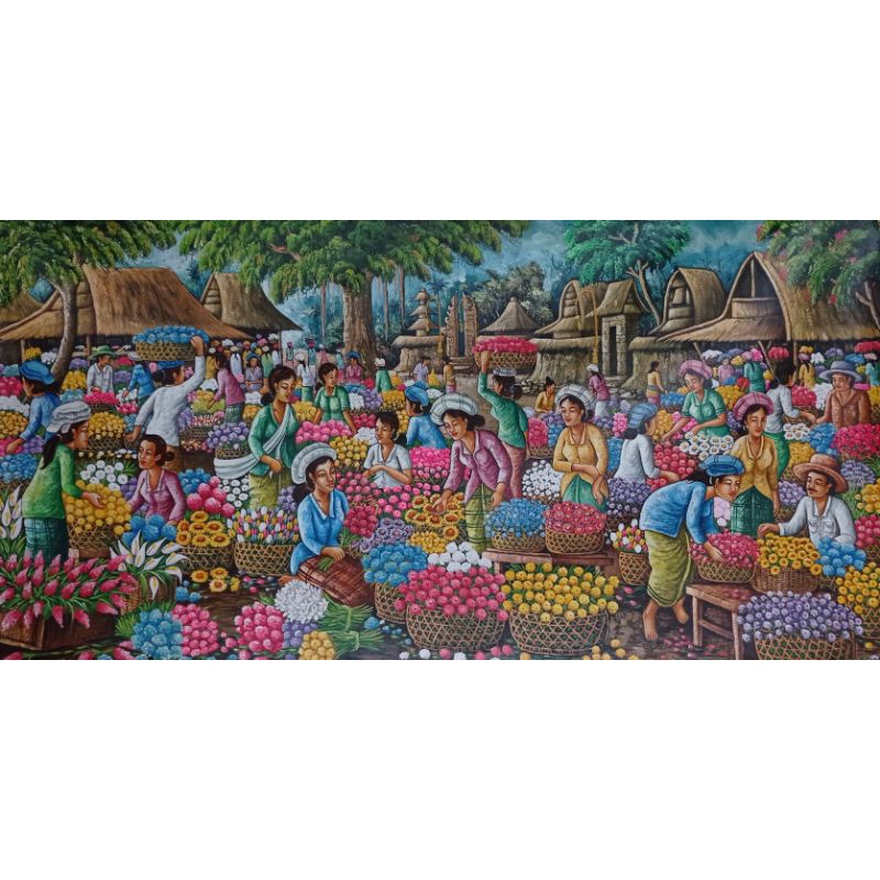 Lukisan pasar bunga | Lukisan tradisi | Lukisan bagus | Lukisan indah | Lukisan bali
