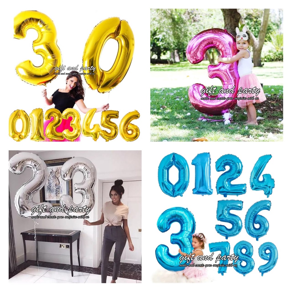 Balon Angka JUMBO 80 cm / Balon foil angka / Balon angka / Balon Angka Besar