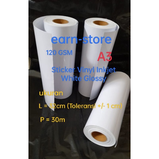 

Sticker Vinyl Inkjet White Glossy 120Gr, A3= 32cm x 30m, 1 Roll