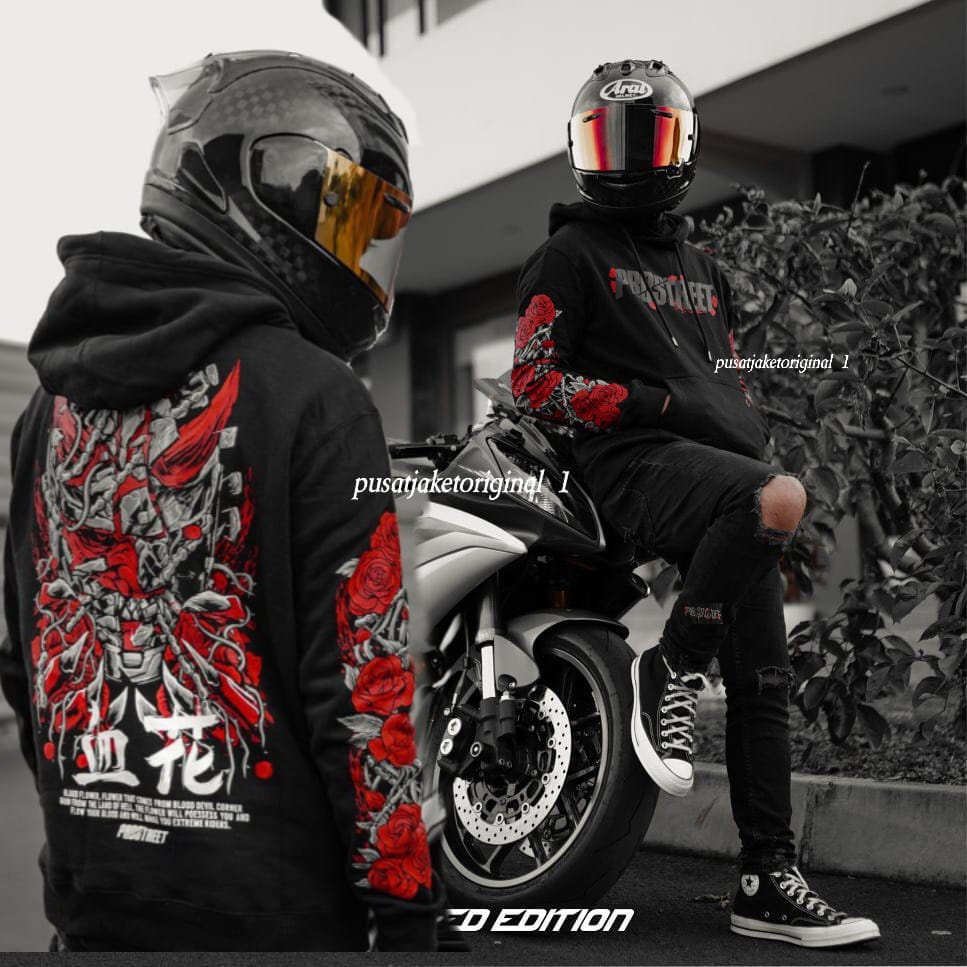 Hoodie Prostreet Blood Flower Unisex | Hoodie Prostreet original bahan Fleece tebal