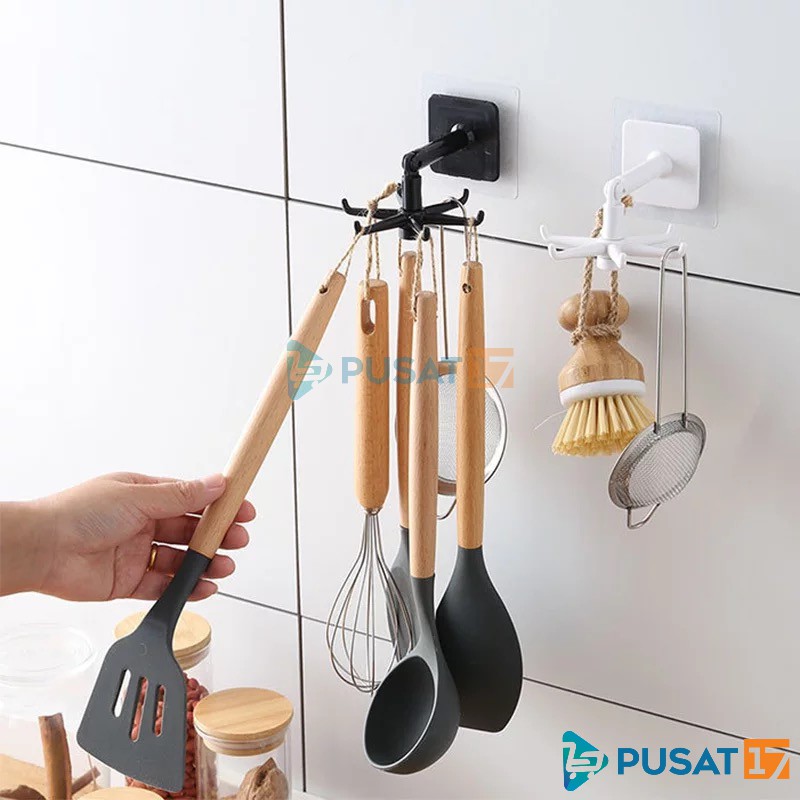 GANTUNGAN TEMPEL DINDING TEMBOK HOOK 6 KAIT 360 DERAJAT HOOK PUTAR HANGER SERBAGUNA GANTUNGAN DAPUR