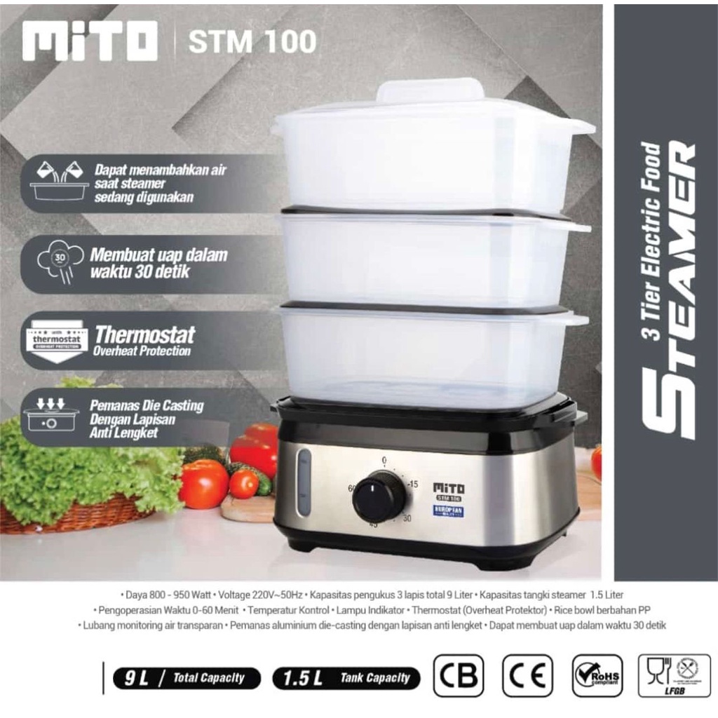 Mito Electric Food Steamer STM 100 / STM100 Pengukus Makanan