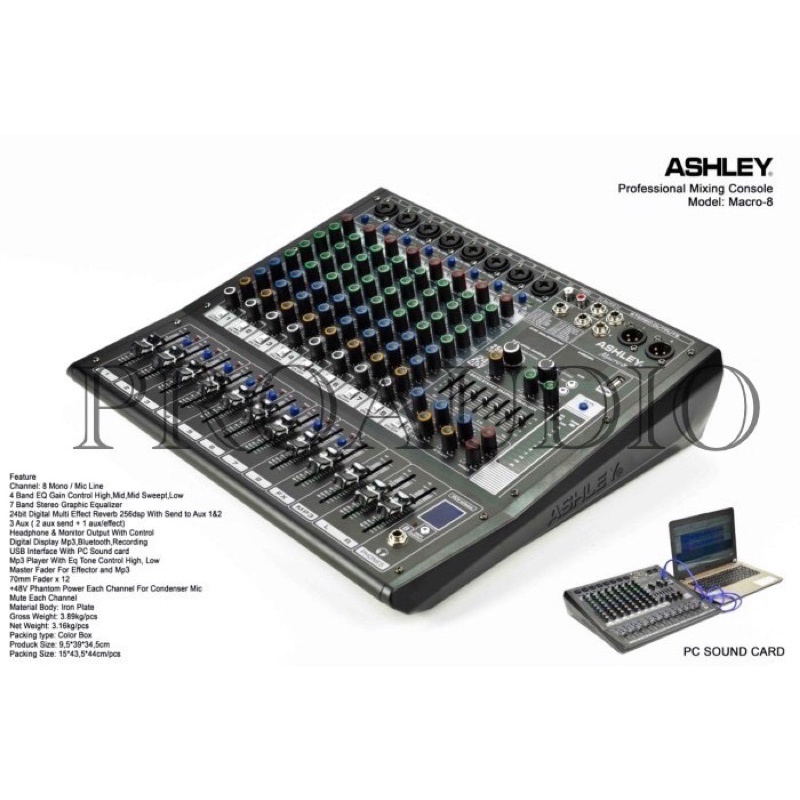 mixer audio ashley 8 channel macro8 macro 8 original