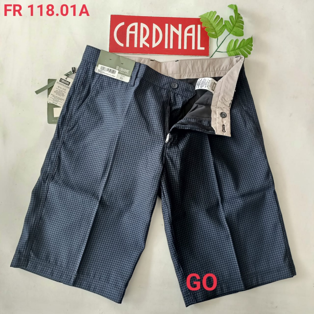 gof 33 CARDINAL FBBXX Celana Pendek Polos Stretch Kotak Motif Original Celana Santai Laki-Laki