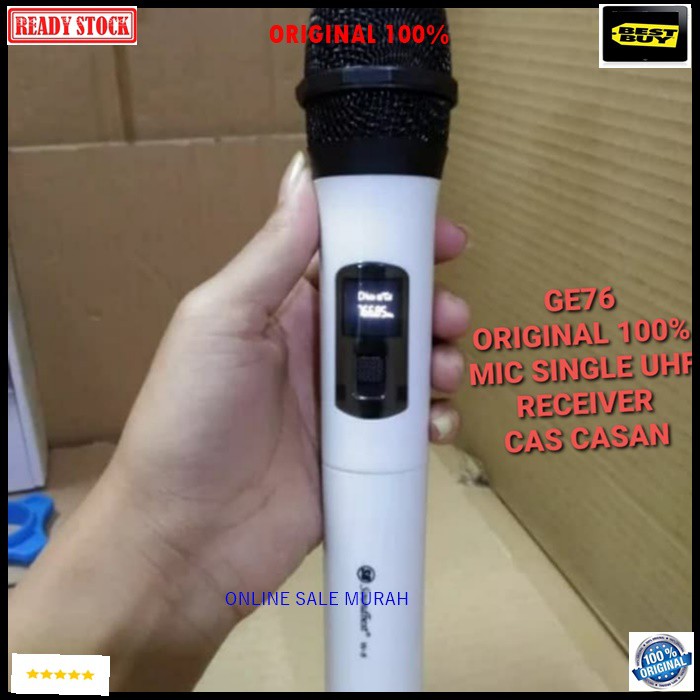 G76 original 100% soundbest Mic microphone mik Wireless wireles UHF Single receiver cas casan mini profesional pro karaoke mikrophone audio sound system vokal vocal panggung dj studio asli  UHF  BONUS BUSA MIC BONUS KARET ANTI JATUH  Receiver minisistem C