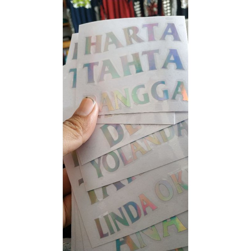 stiker hologram harta tahta, sticker kekinian custom nama, hologram cutting-6