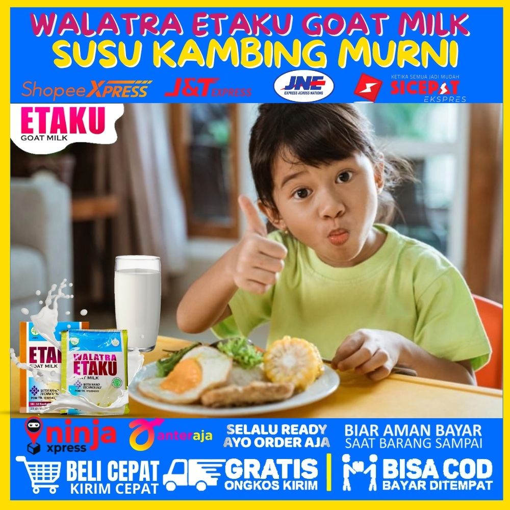 

Susu Penggemuk badan penambah Berat Badan 100% ORIGINAL Suplemen Penambah Nafsu Makan | Susu Kambing Etawa Bubuk Walatra Etaku Goat Milk - Susu Etawa Original Bagus Untuk Menjaga Kesehatan 1box isi 200 gr