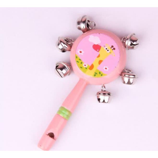 BABY TAMBORINE SHAKER/ Kerincingan Mainan Bayi/ Peluit Kayu - AHM218 - Orange PROMOCode 2576