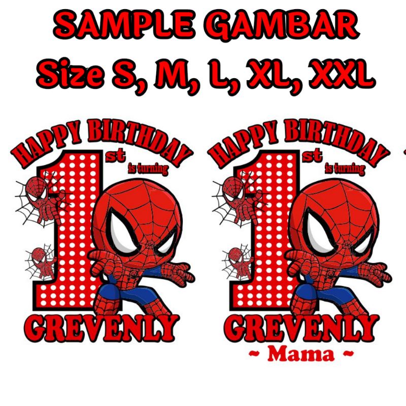 Kaos Custom Motif ulang tahun / gambar bebas / Gambar sendiri / Reques tema / desain suka-suka