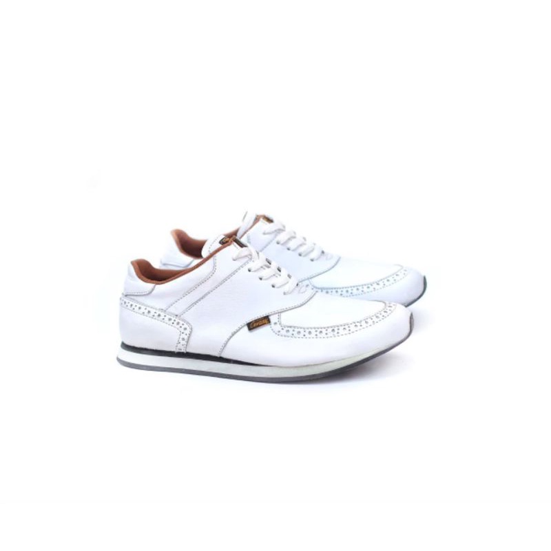 EZRA PUTIH -Sepatu Casual Kasual Sneakers Pria Kulit Asli/Cowok Sporty Lokal Ori Original Footwear