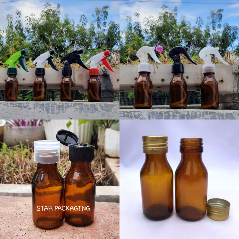 Botol 60ml Kaca Cokelat Botol Spray 60ml Botol Fliptop 60ml Botol Kaca Cokelat 60ml Tutup Ulir Gold