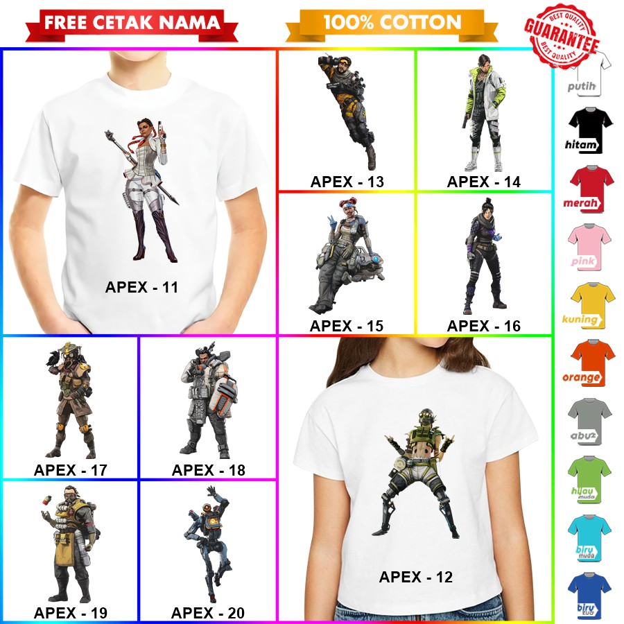 [FREE NAMA!!] Baju Kaos ANAK DAN DEWASA APEX LEGENDS BANYAK MOTIF