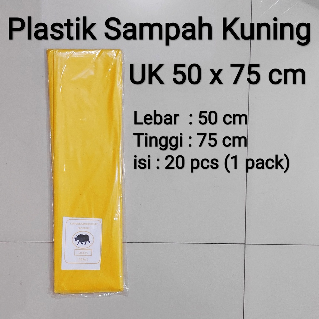 Plastik sampah Kuning 90x120 (8pcs) / 60x100 (15pcs) / 50x75 (20pcs) / 40x60 (20pcs), kantong plastik sampah medis, plastik infeksius