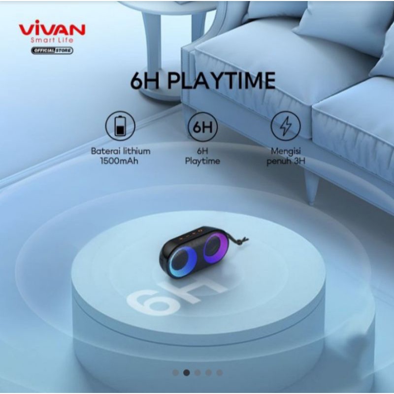 VIVAN Speaker Bluetooth VS16 TWS 10W Super Bass IPX6 Waterproof RGB Light Rhyme Garansi Original Resmi