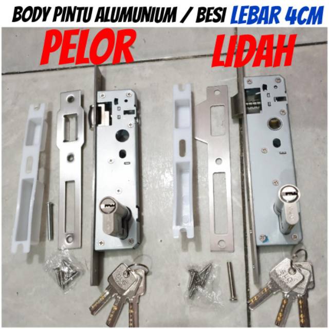 Body pelor / body lidah pintu alumunium lebar 4cm