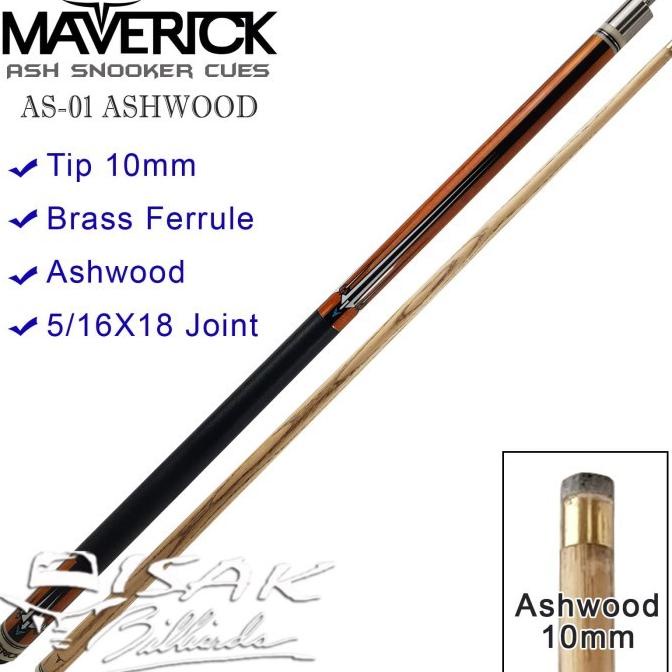 Maverick As-01 Snooker Cue - 10 Mm Stick Bola Kecil Billiard Stik Ash