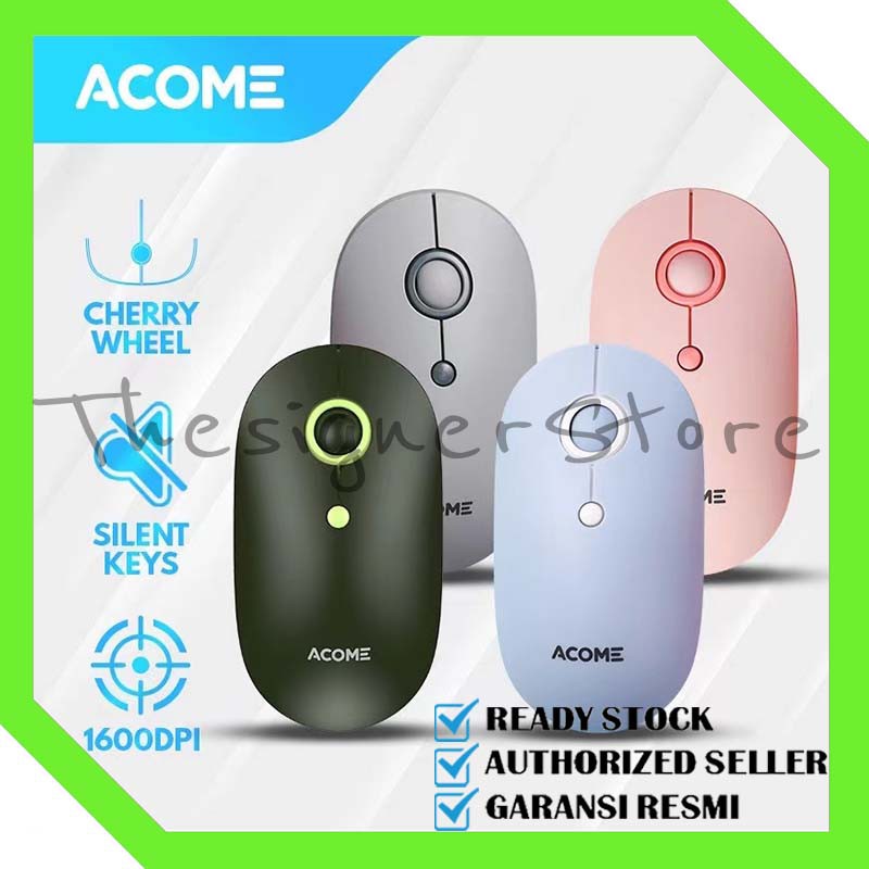 Acome Mouse Fashion Color Wireless Silent Click Ergonomic AM300 Garansi Resmi 1 Tahun
