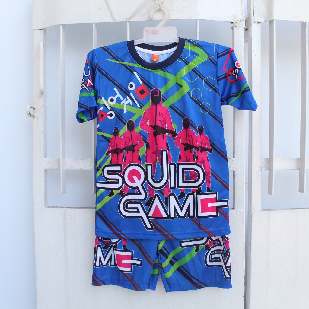 cod kaos anak squid game/setelan squid game anak bisa sablon nama size 2-12thn