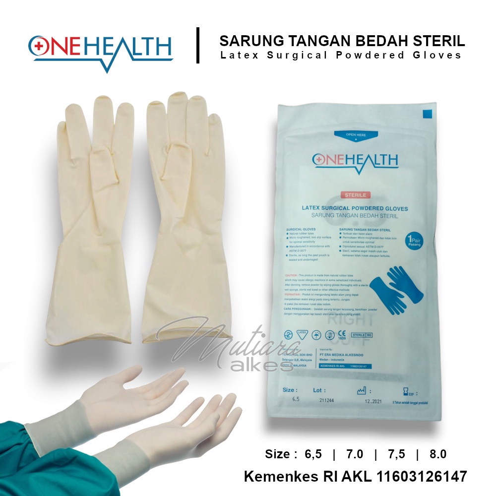 Sarung Tangan Steril ONEHEALTH isi Sepasang / Bedah / Surgical Gloves