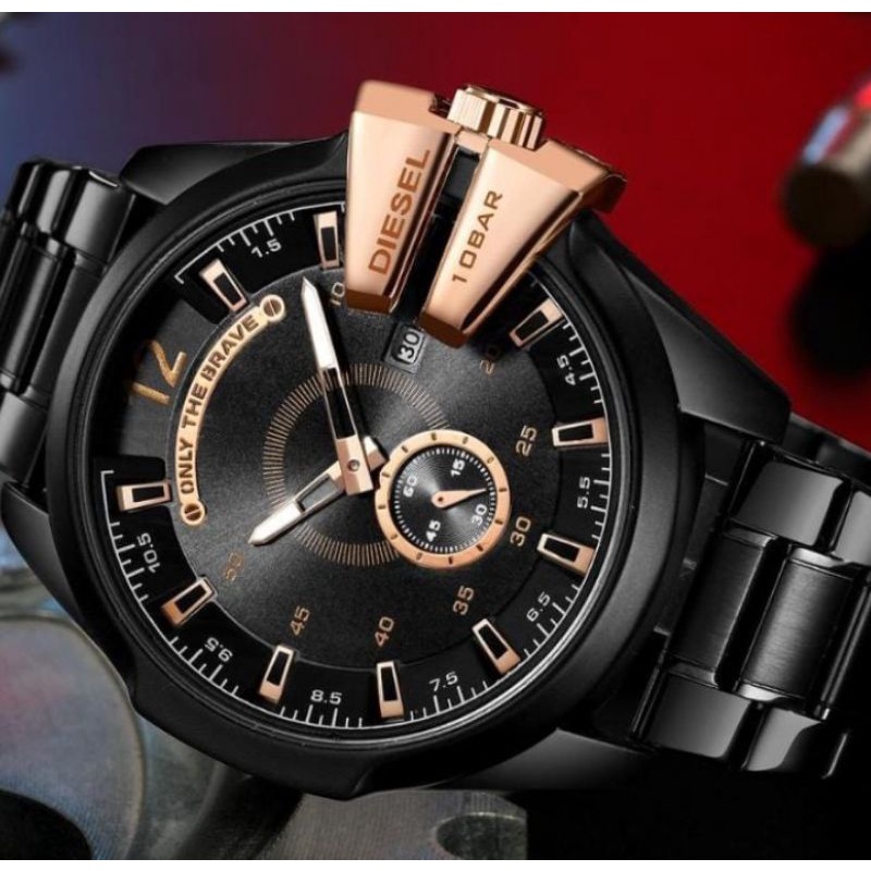 Jam Tangan Rantai Pria DIESEL Analog Chrono Detik Bawah Free Box Kancing