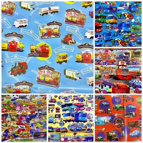 (5 Lembar) KERTAS KADO LOL PONY/ BDAY/ UNICORN/ SMILE/ SPIDERMAN/ LV/ CARS/ PORORO/ HELLOKITTY GIFT WRAPPING PAPER SHINY MENGKILAP 54x65 75 GRAM