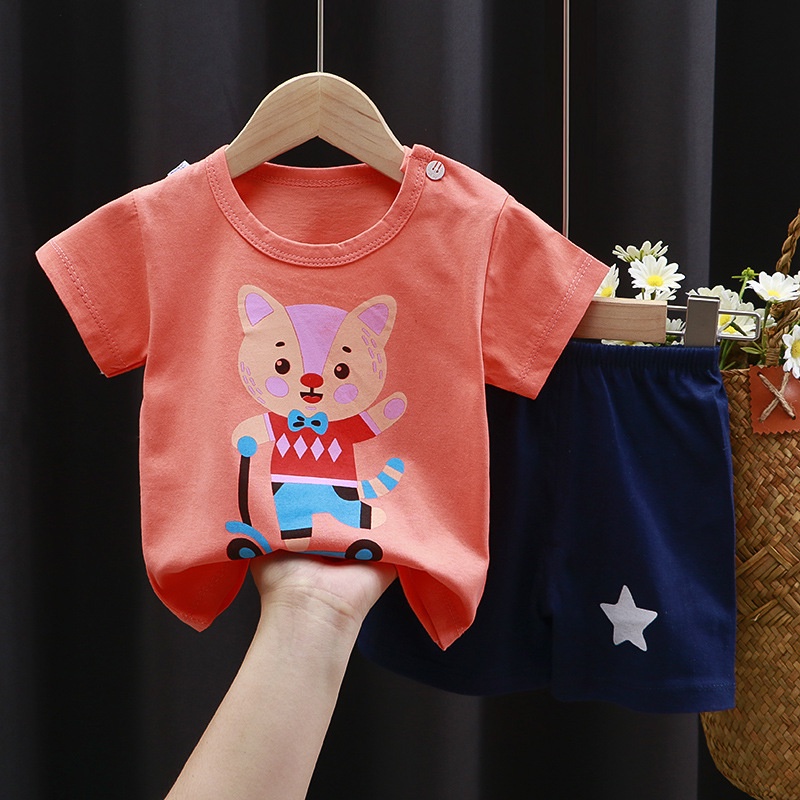 stoberi - SETELAN PENDEK ANAK H5 MOTIF HEWAN LUCU NEW1