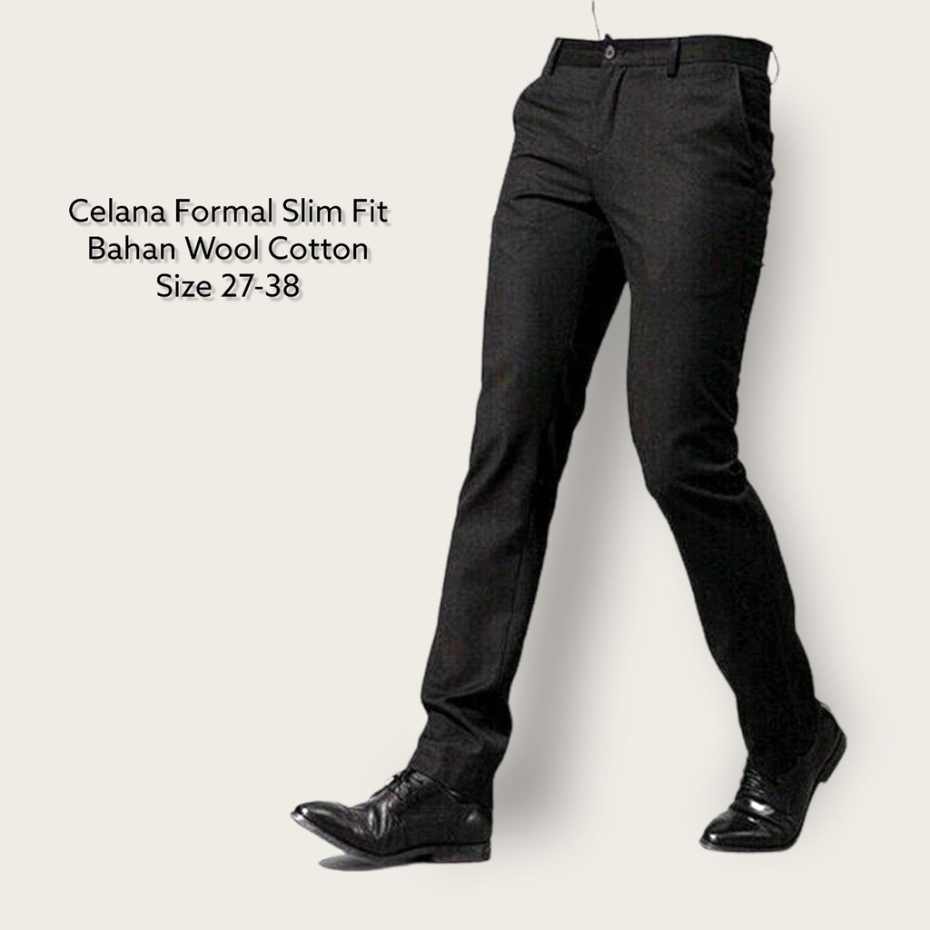 Celana Kerja Celana Panjang Celana Formal Pria Kantor Casual Fashion Pria Celana Pria Celana Chino Pria Formal Modern Slim Fit Panjang Hitam