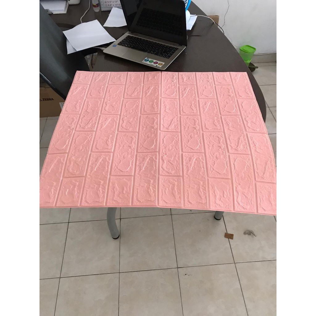 Wallpaper 3D Brickfoam  / Variasi Warna Kuning - Pink - Biru / Kualitas Bagus Harga Terjangkau-2