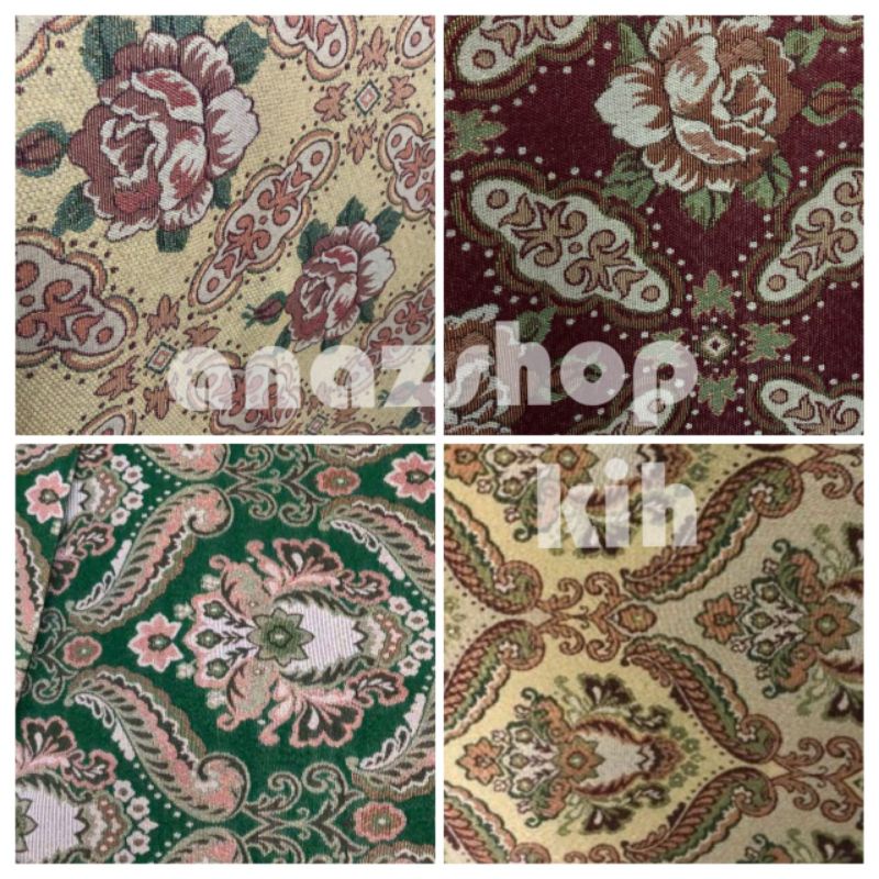 Kain Benang Emas untuk Sofa/Kursi/Jok Motif Kembang Marissa