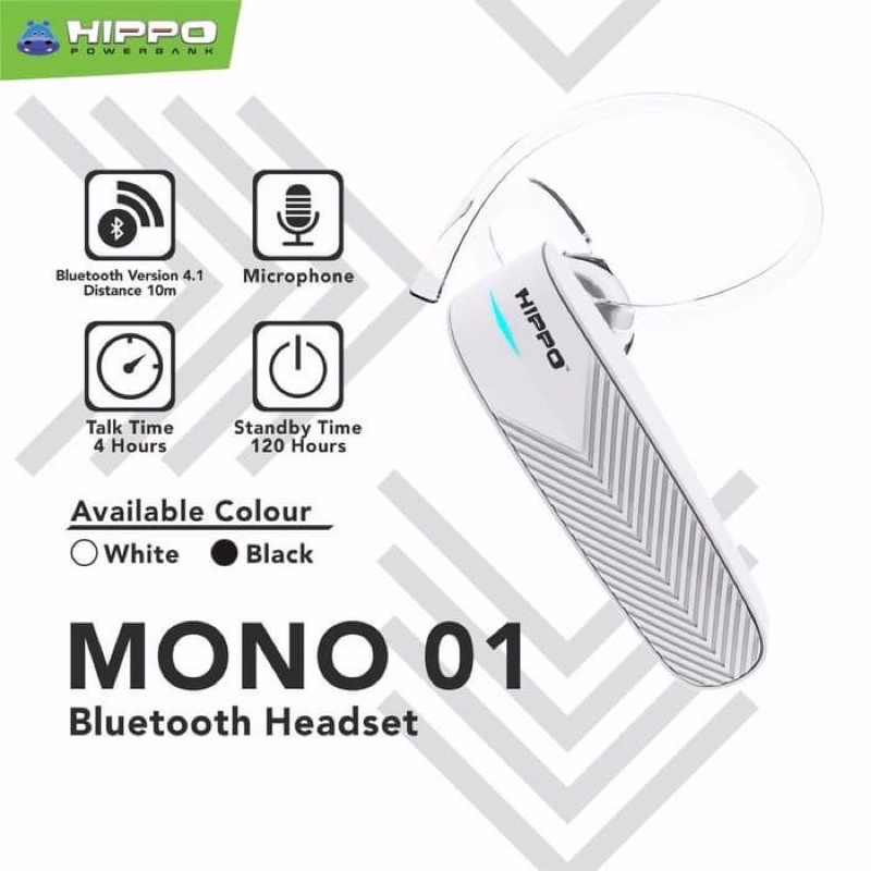 Hippo Bluetooth Mono 01 - Handsfree Bluetooth 4.1 Earphone