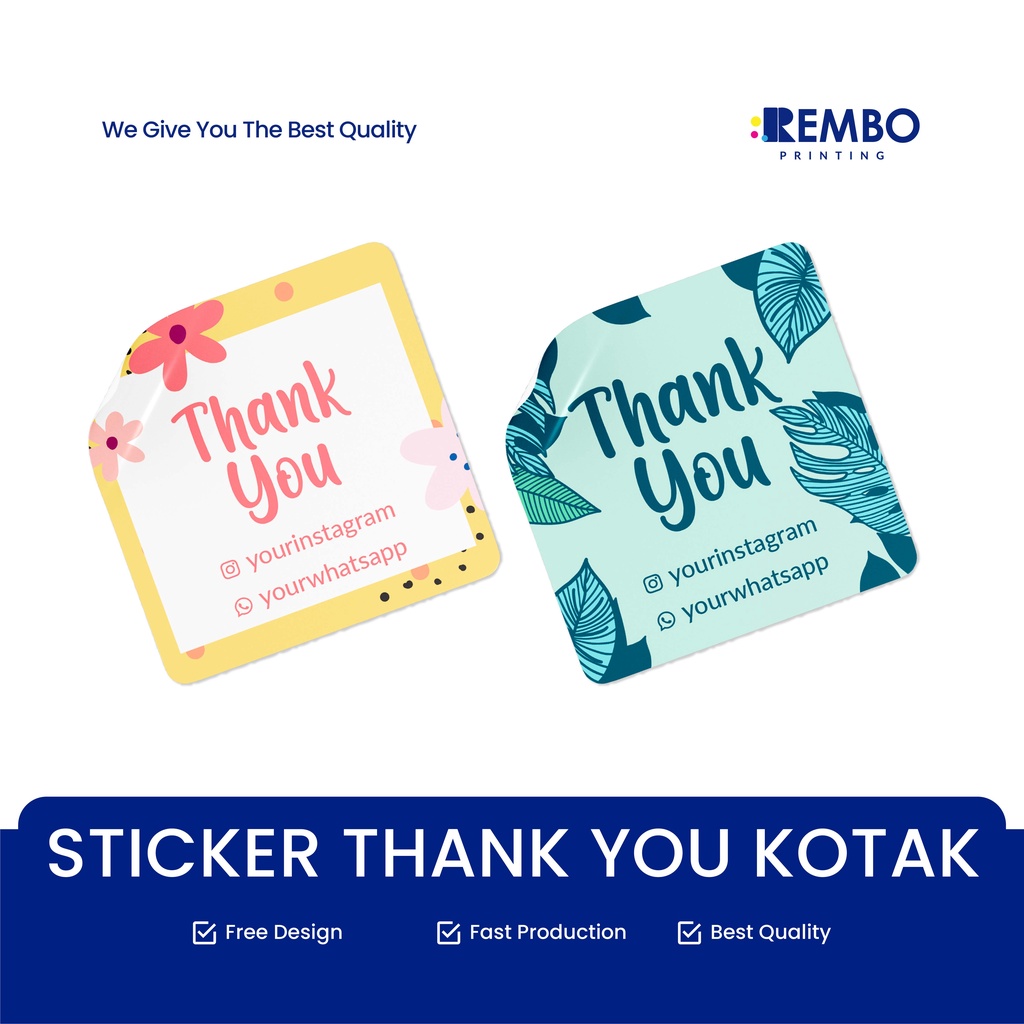 STIKER SEGEL THANK YOU KOTAK / STICKER SEGEL KEMASAN TERIMA KASIH LABEL CHROMO MURAH