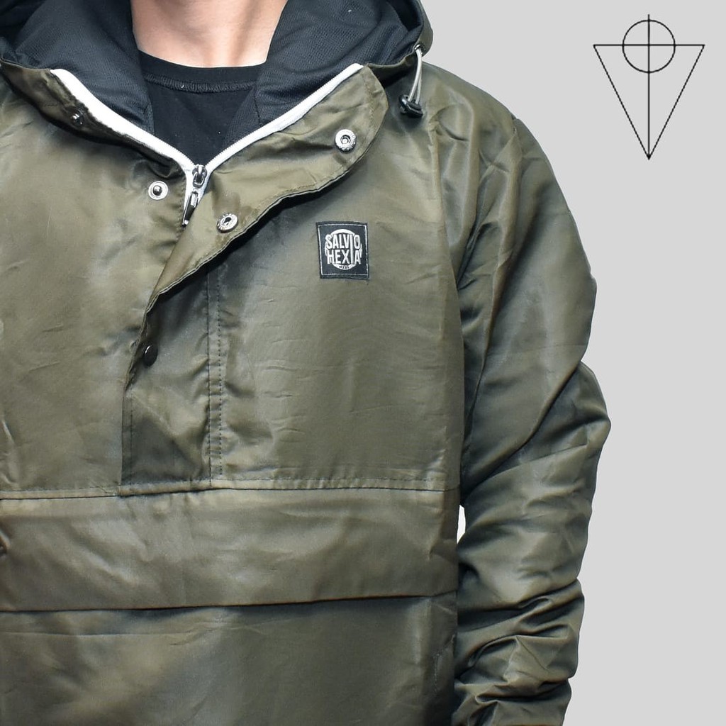 Jaket Parka Tracker Waterproof - Jaket Cagoule Hijau Army Salvio Hexia