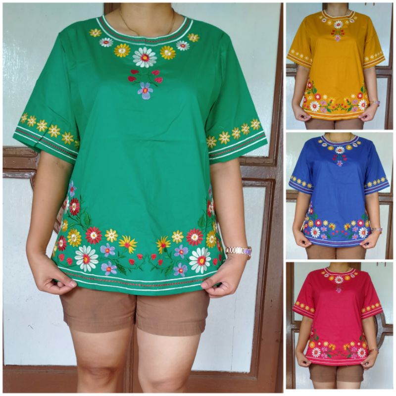 Atasan katun strecht bordir xl xxl tangan pendek